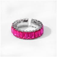 Кольцо Кольцо "Тренд" параллель, акрил, безразмерное, розовый, серебряный MVA