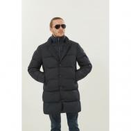 куртка , демисезон/зима, силуэт прямой, водонепроницаемая, подкладка, карманы, без капюшона, стеганая, утепленная, размер 48, синий, черный Madzerini