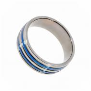 Кольцо титан, размер 20, серебряный, синий Nobrand