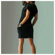 Платье-футляр прямой силуэт, мини, карманы, размер 44 46, черный Нет бренда