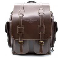 Рюкзак  бочонок , натуральная кожа, вмещает А4, внутренний карман, регулируемый ремень, коричневый ЭклектикАрт