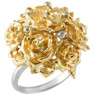 Кольцо  Шарм, комбинированное золото, 585 проба, родирование, бриллиант, размер 17.5, желтый, белый Альдзена