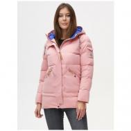 куртка  , демисезон/зима, средней длины, силуэт прямой, водонепроницаемая, внутренний карман, капюшон, карманы, ветрозащитная, утепленная, размер 50, розовый MTFORCE