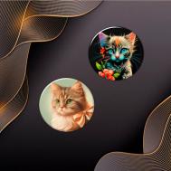 Комплект значков  Значки на одежду с кошками 2 шт комплект подарочный, 2 шт. Фартоvый