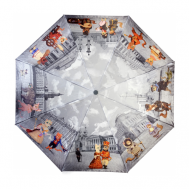 Зонт , автомат, 3 сложения, купол 112 см., 8 спиц, система «антиветер», для женщин, серый Петербургские зонтики