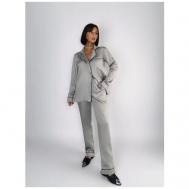 Пижама , брюки, длинный рукав, карманы, пояс, размер 48, серый Малиновые сны