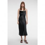 Платье-комбинация , атлас, прилегающее, миди, размер L INT, черный BEFREE