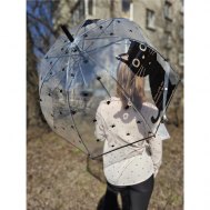 Зонт-трость , полуавтомат, купол 75 см., 8 спиц, прозрачный, для женщин, бесцветный GALAXY OF UMBRELLAS