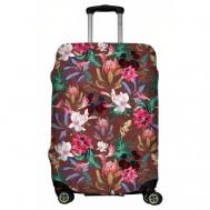 Чехол для чемодана , размер M, коричневый, розовый LeJoy