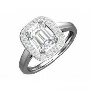 Кольцо  кольцо из серебра 1101382-00775, серебро, 925 проба, родирование, размер 17, бесцветный POKROVSKY