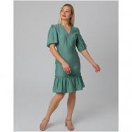 Платье с запахом , вискоза, полуприлегающее, до колена, размер 44, зеленый Lovelyforever