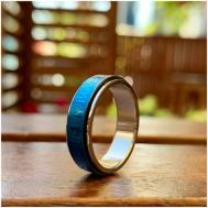 Кольцо, бижутерный сплав, гравировка, размер 19.5, синий Фен-шуй от Правдиной