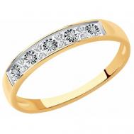 Кольцо , комбинированное золото, 585 проба, бриллиант, размер 17.5 Diamant