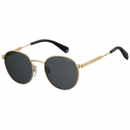 Солнцезащитные очки , круглые, оправа: металл, с защитой от УФ, поляризационные, золотой Polaroid
