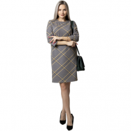 Платье-футляр , повседневное, классическое, полуприлегающее, мини, размер 48, серый Elena Tex
