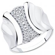 Кольцо  серебро, 925 проба, родирование, фианит, размер 18.5 Diamant