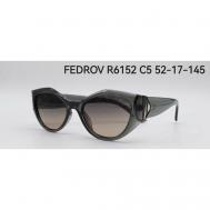 Солнцезащитные очки , панто, оправа: пластик, зеркальные, поляризационные, для женщин, серый Fedrov