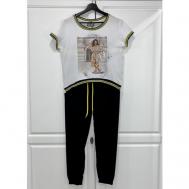 Костюм, свитшот и брюки, спортивный стиль, размер 44/46, белый, черный AnushP