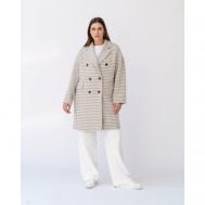 Пальто   демисезонное, силуэт прямой, удлиненное, размер 56, бежевый Modress