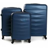 Комплект чемоданов , ABS-пластик, жесткое дно, водонепроницаемый, размер L, синий Feybaul
