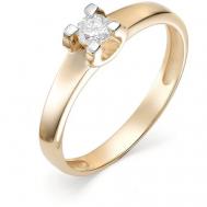 Кольцо помолвочное АЛЬКОР, красное золото, 585 проба, бриллиант, размер 18, красный, золотой Алькор