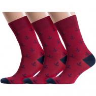 Мужские носки , 3 пары, размер 25 (38-40), красный MoscowSocksClub
