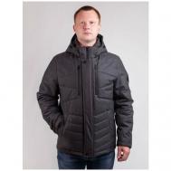 куртка  демисезонная, силуэт прямой, ветрозащитная, внутренний карман, карманы, капюшон, утепленная, размер (52)182-104-88, серый Naviator