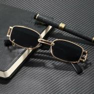 Солнцезащитные очки , узкие, оправа: металл, поляризационные, черный Нет бренда