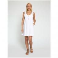 Платье , хлопок, повседневное, свободный силуэт, мини, карманы, размер 50 (XL), белый Lunarable