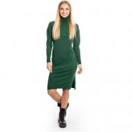 Платье-водолазка , свободный силуэт, до колена, размер 42/48, зеленый DU YING
