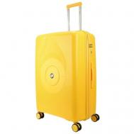 Умный чемодан  Soundbox, полипропилен, опорные ножки на боковой стенке, увеличение объема, износостойкий, рифленая поверхность, 135 л, размер L+, желтый Impreza