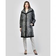 Пальто , каракуль, силуэт прямой, карманы, размер 44, серый Langiotti