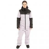 Комплект с брюками  для сноубординга, зимний, силуэт полуприлегающий, карман для ски-пасса, капюшон, мембранный, размер RU 42/44, фиолетовый, черный ONESKEE