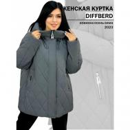 куртка  зимняя, средней длины, силуэт прямой, капюшон, карманы, размер 60, серый Diffberd