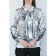 Блуза  , классический стиль, свободный силуэт, длинный рукав, размер 170-108-116, серый Galar