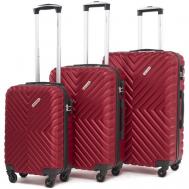 Комплект чемоданов , 3 шт., 85 л, размер S, бордовый Lacase