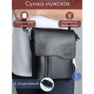 Сумка  планшет  1825-3-Black повседневная, натуральная кожа, внутренний карман, регулируемый ремень, черный Bags Leather