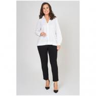 Блуза  , повседневный стиль, полуприлегающий силуэт, длинный рукав, манжеты, в полоску, размер 48, белый OLSI
