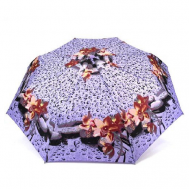 Смарт-зонт , автомат, 3 сложения, купол 96 см., 8 спиц, для женщин, фиолетовый GALAXY OF UMBRELLAS