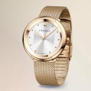 Наручные часы  Наручные часы кварцевые LTERRIAS стальной корпус на браслете миланское плетение "Straight", золотой, серебряный L'TERRIAS