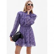 Платье , шифон, повседневное, классическое, полуприлегающее, мини, размер 48, фиолетовый TOPTOP