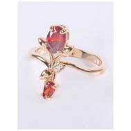 Кольцо помолвочное , фианит, гранат, размер 18, красный Lotus Jewelry