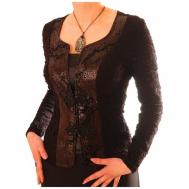 Блуза  , нарядный стиль, прилегающий силуэт, длинный рукав, трикотажная, размер S, черный TheDistinctive