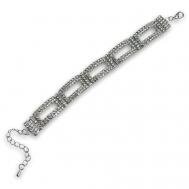 Браслет-цепочка , стразы, размер 24 см., размер S, серебряный YuliyaMoon