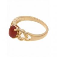 Кольцо помолвочное , агат, размер 20, бордовый Lotus Jewelry
