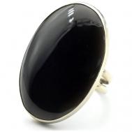 Кольцо, бижутерный сплав, обсидиан, размер 19, черный Кольцо с обсидианом радужным " Овал " 27*39мм, размер 19