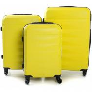 Комплект чемоданов , ABS-пластик, жесткое дно, водонепроницаемый, размер L, желтый Feybaul