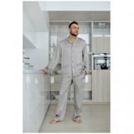 Пижама , карманы, размер 52, серый Pijama story