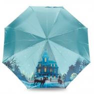 Зонт , автомат, 3 сложения, купол 90 см., 8 спиц, чехол в комплекте, голубой PLANET