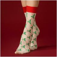 Женские носки  средние, 50 den, размер универсальный, бежевый, мультиколор Fiore